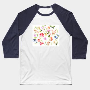 Loose Floral Watercolour Painting Baseball T-Shirt